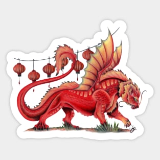 Fierce Oriental Lion Dragon Sticker